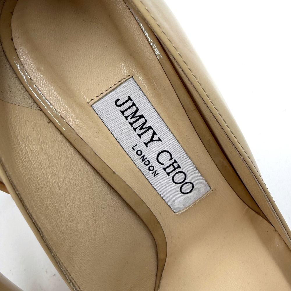 Jimmy Choo Romy Pumps Nude Beige Patent Leather Heels Sz 37 / 7 - Picture 5 of 9